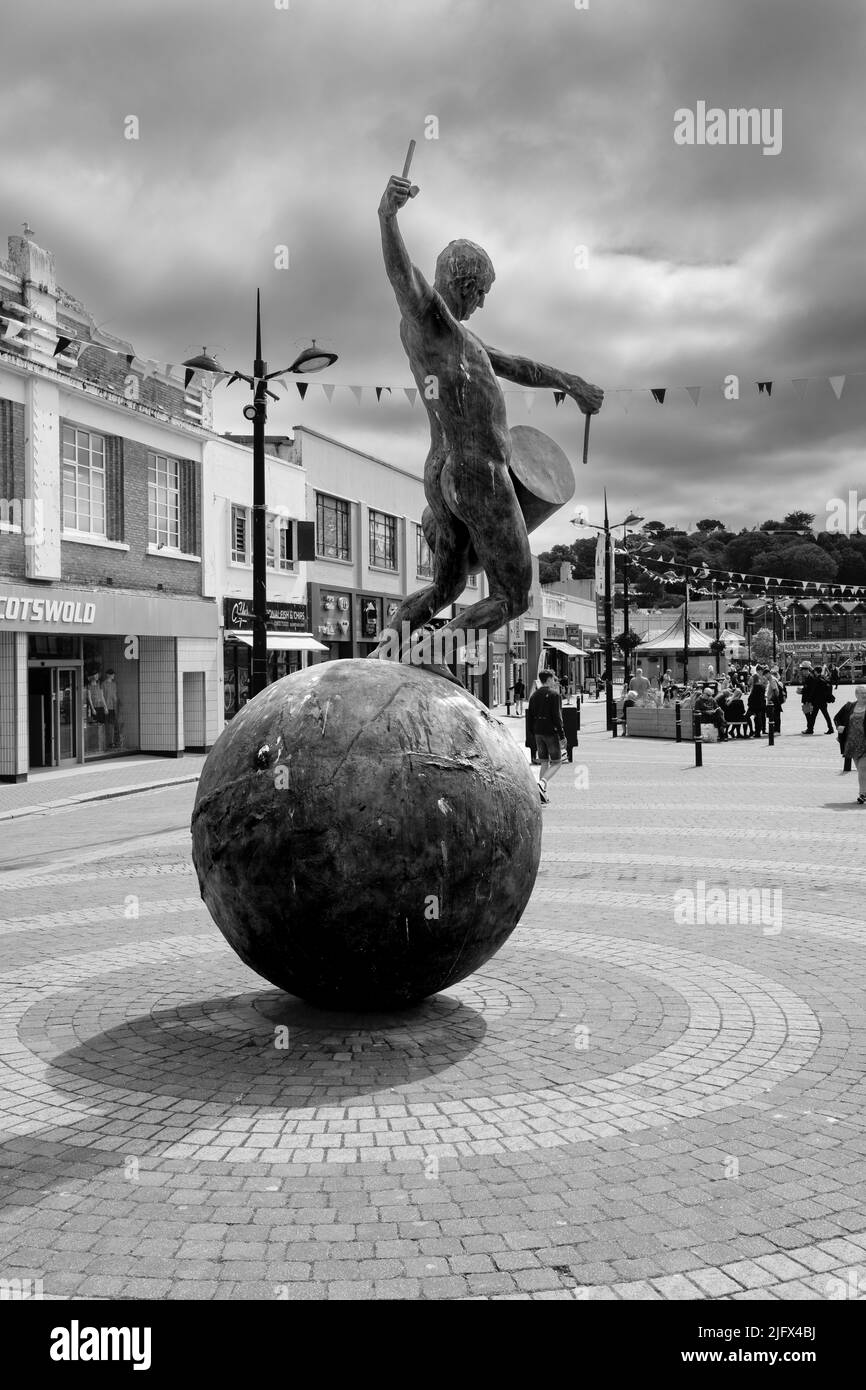 Tim Shaw's The Drummer sculpture Outside of the Hall for Cornwall in Lemon Quay, Truro, Cornwall Stock Photo