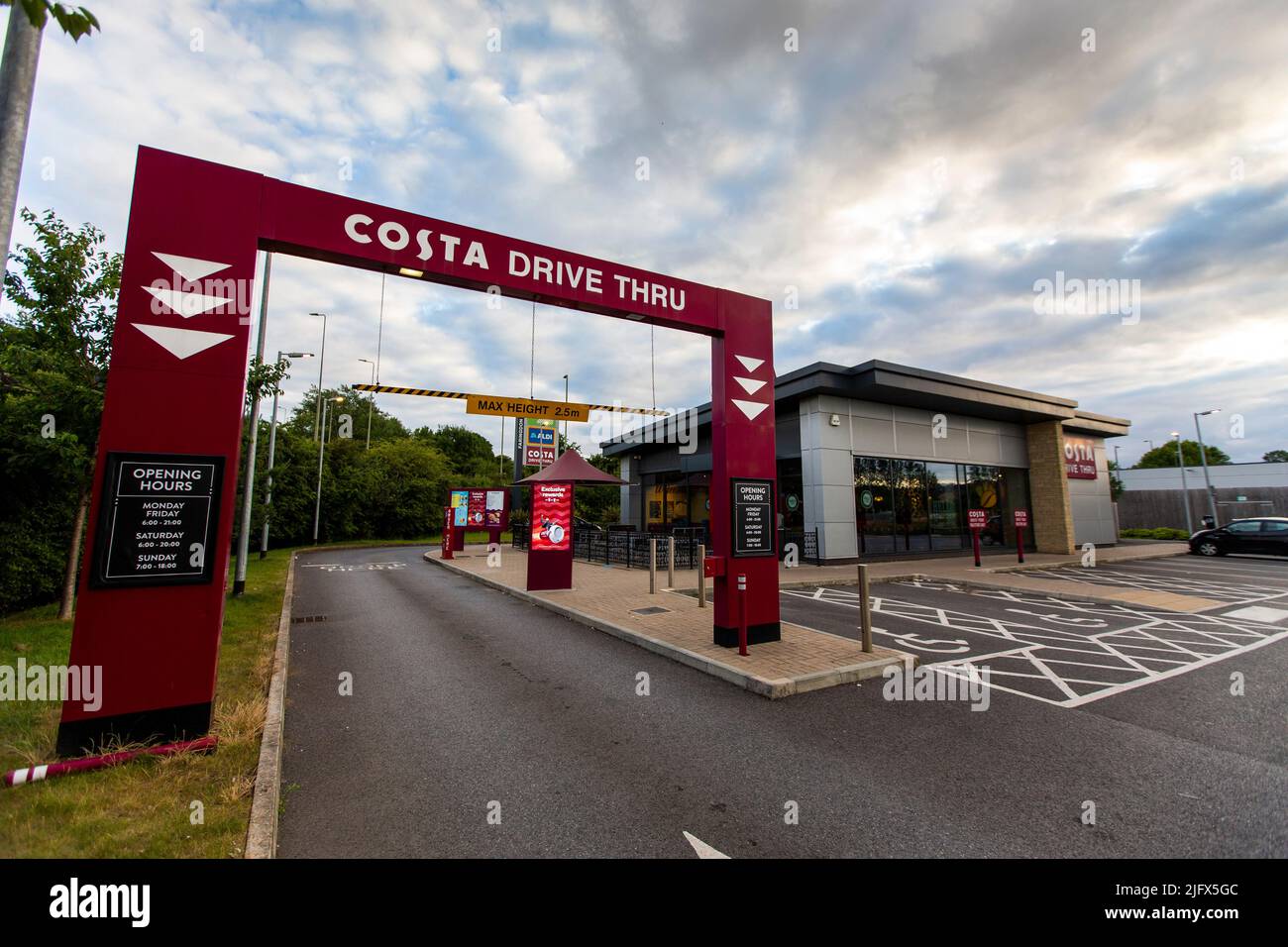 Costa Coffee drive through at Faringdon, Oxfordshire, England, UK Stock