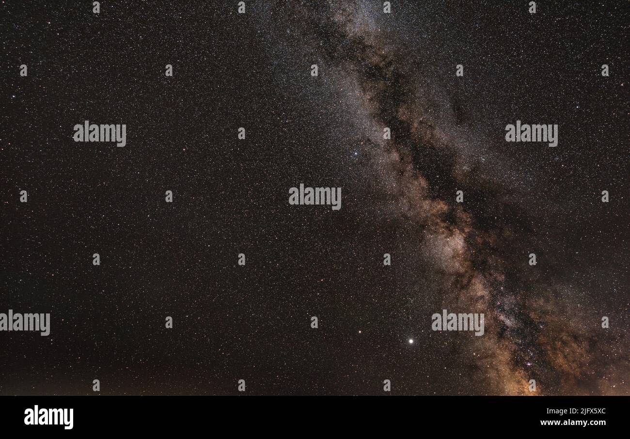 Night sky with many stars, milky way galaxy near Aquila constellation