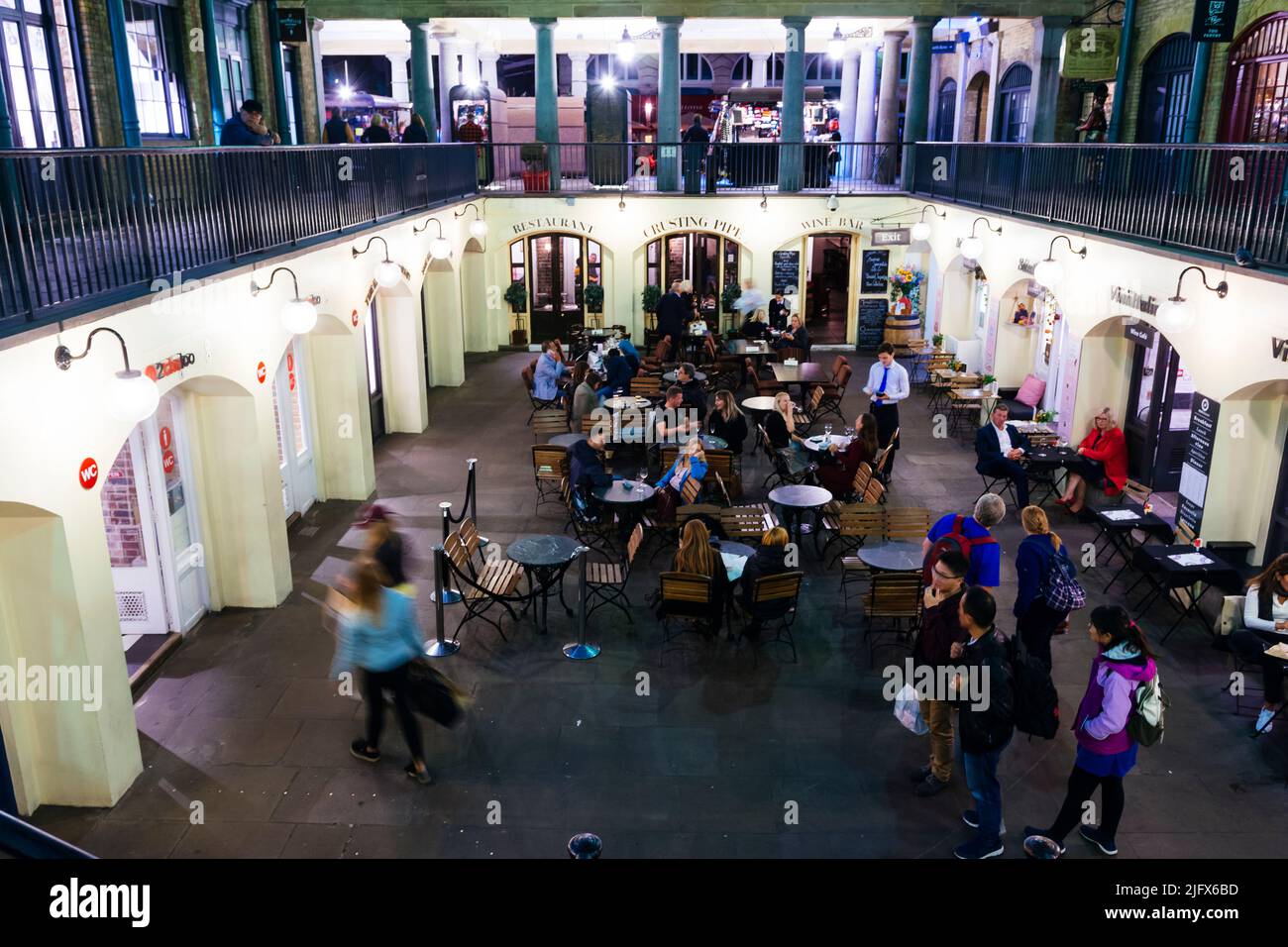 Restaurants and cafes inside Covent Garden Market. London, United