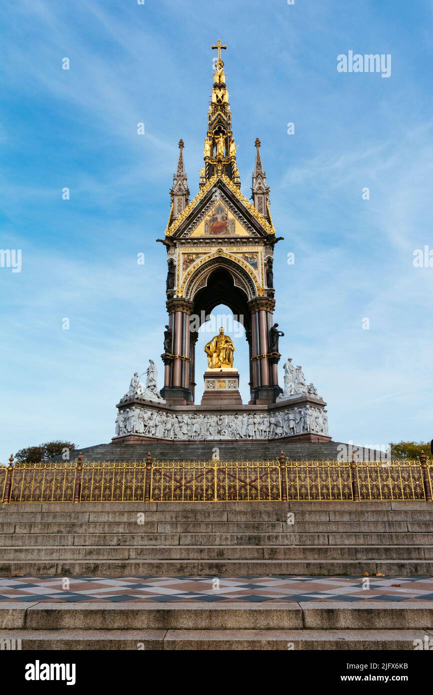 Ornate canopy. The Albert Memorial, directly north of the Royal Albert