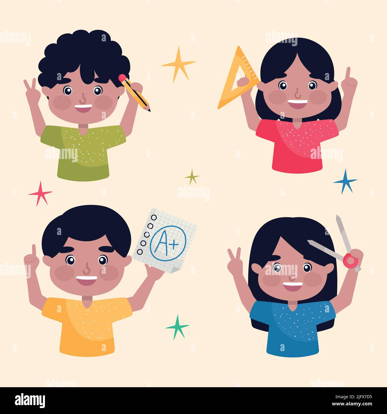 set of happy kids Stock Vector Image & Art - Alamy