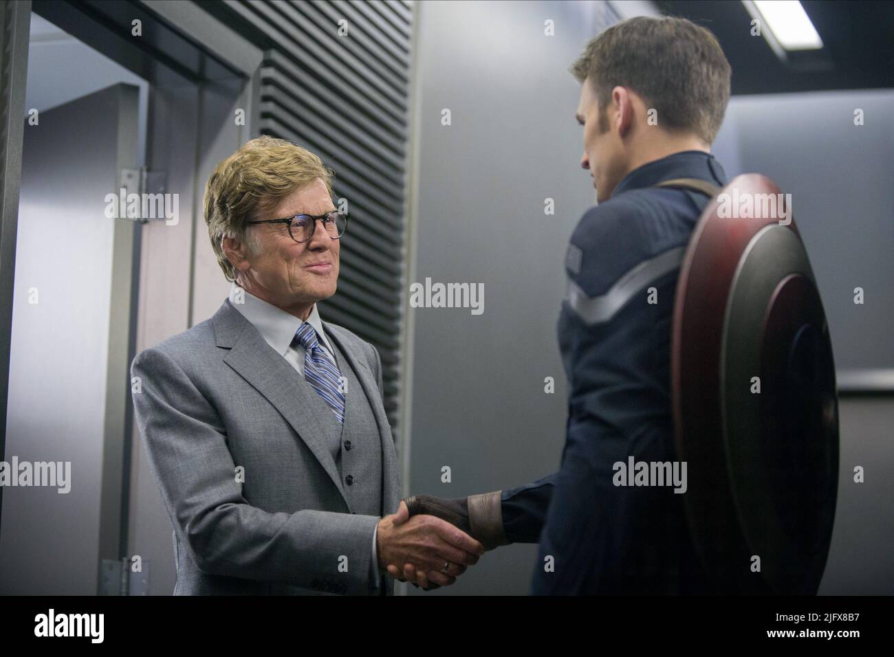 REDFORD,EVANS, CAPTAIN AMERICA: THE WINTER SOLDIER, 2014 Stock Photo