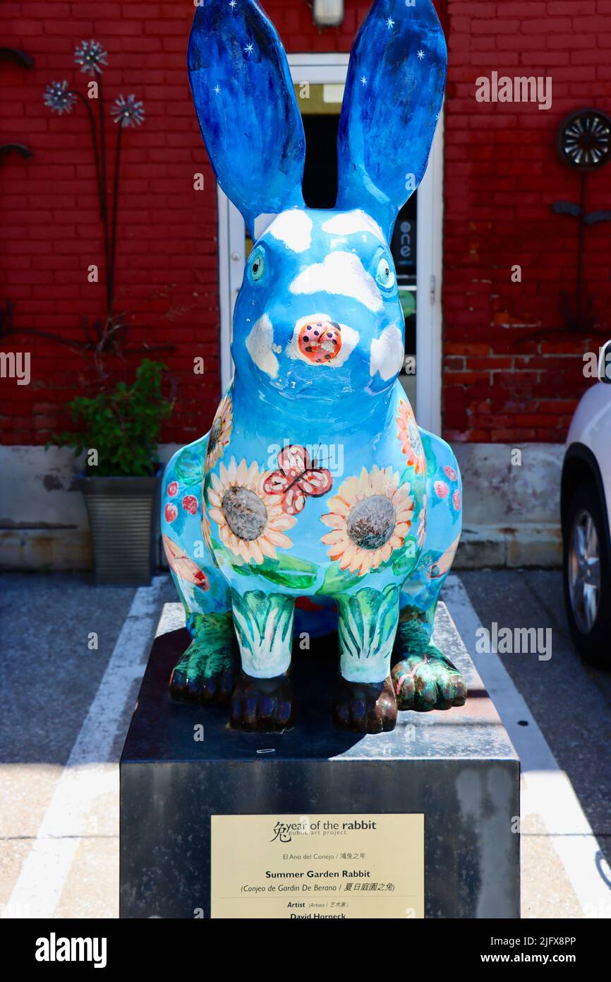Artist David Horneck's 'Year of the rabbit' sculpture, a public art project in Cleveland, Ohio in May 2022 Stock Photo