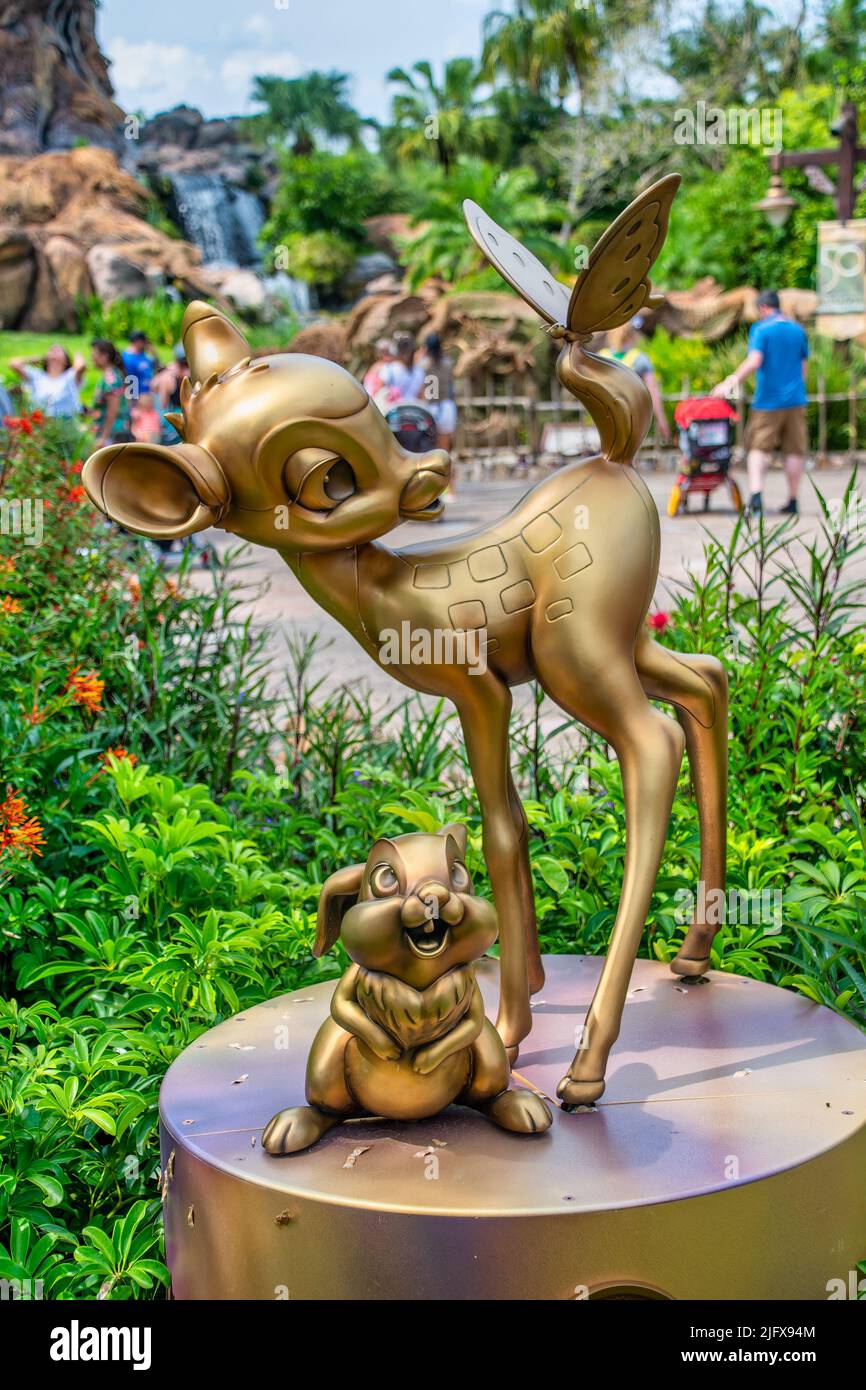 Bambi and Thumper Gold Statue 50th Anniversary Disney Animal Kingdom Stock Photo Alamy