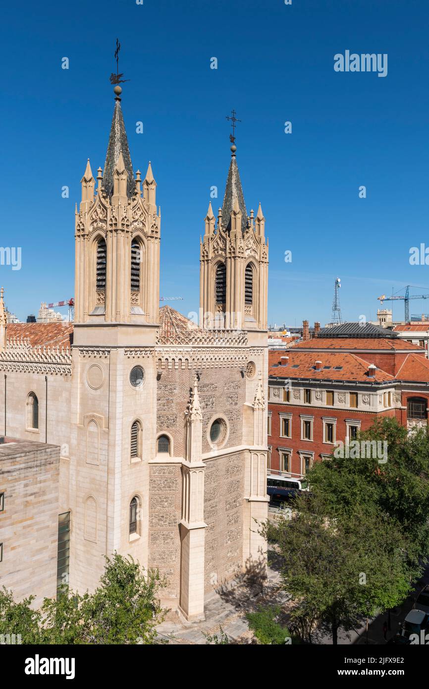 Facade of the monastery of San Jerónimo in the center of the city of Madrid Stock Photo