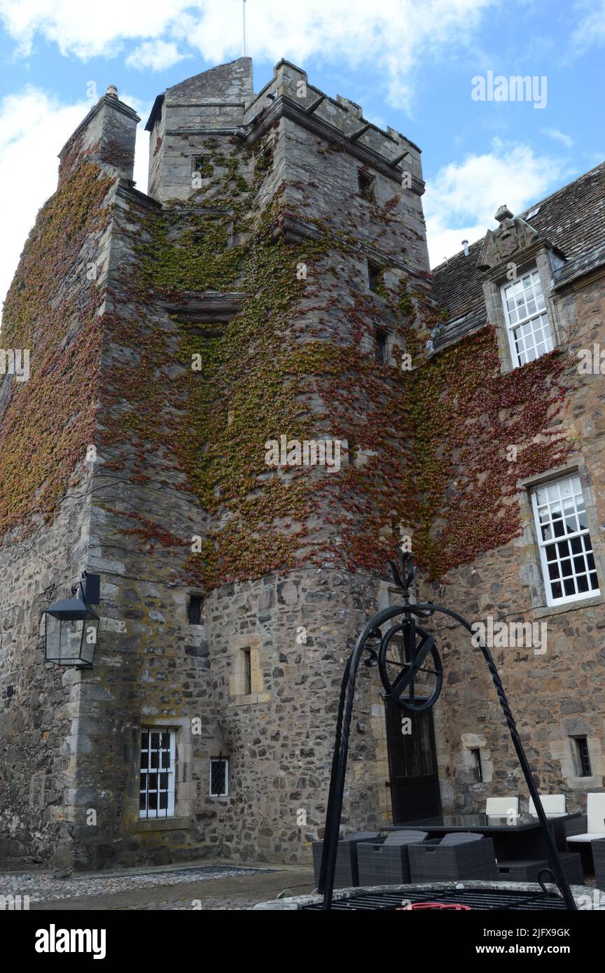16th century Earlshall Castle, Leuchars, Fife, Scotland, July 2022, Open Gardens Stock Photo