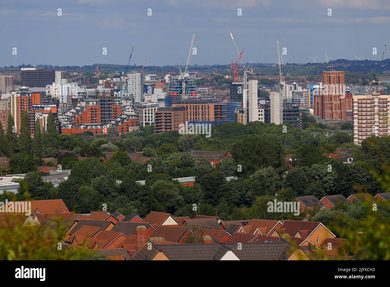 A view of Leeds City Centre from Cabbage Hill in Wortley Stock Photo