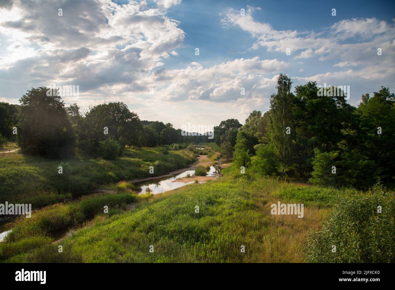 The Neisse river, Zelz-Bahren, Lusatia Stock Photo
