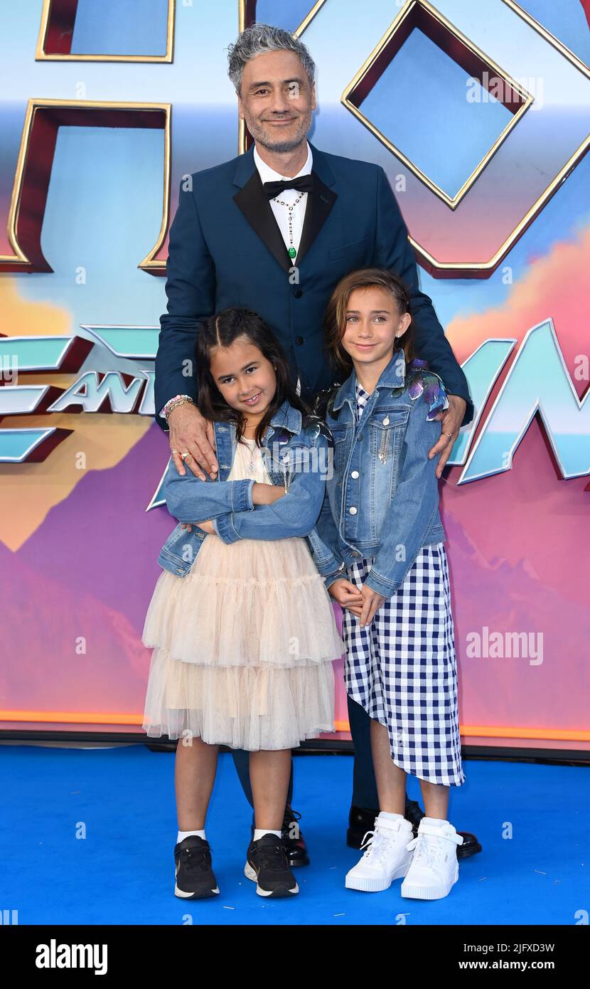 July 5th, 2022. London, UK. Taika Waititi and his two children