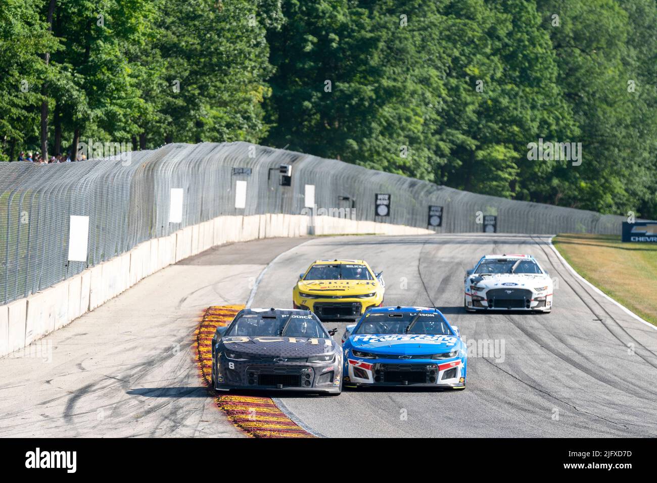 Elkhart Lake, WI, USA. 3rd July, 2022. Tyler Reddick races for position for the NASCAR Cup Series for the Kwik Trip 250 presented by JOCKEY made in America in Elkhart Lake, WI, USA. (Credit Image: © Walter G. Arce Sr./ZUMA Press Wire) Stock Photo