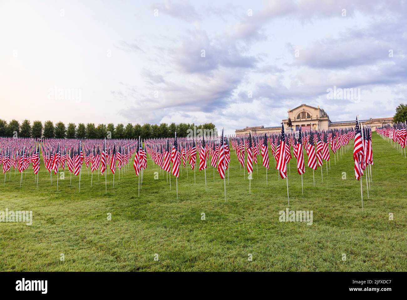 65095-03404 Flags of Valor display on Art Hill by St. Louis Art Museum Forest Park St. Louis MO Stock Photo