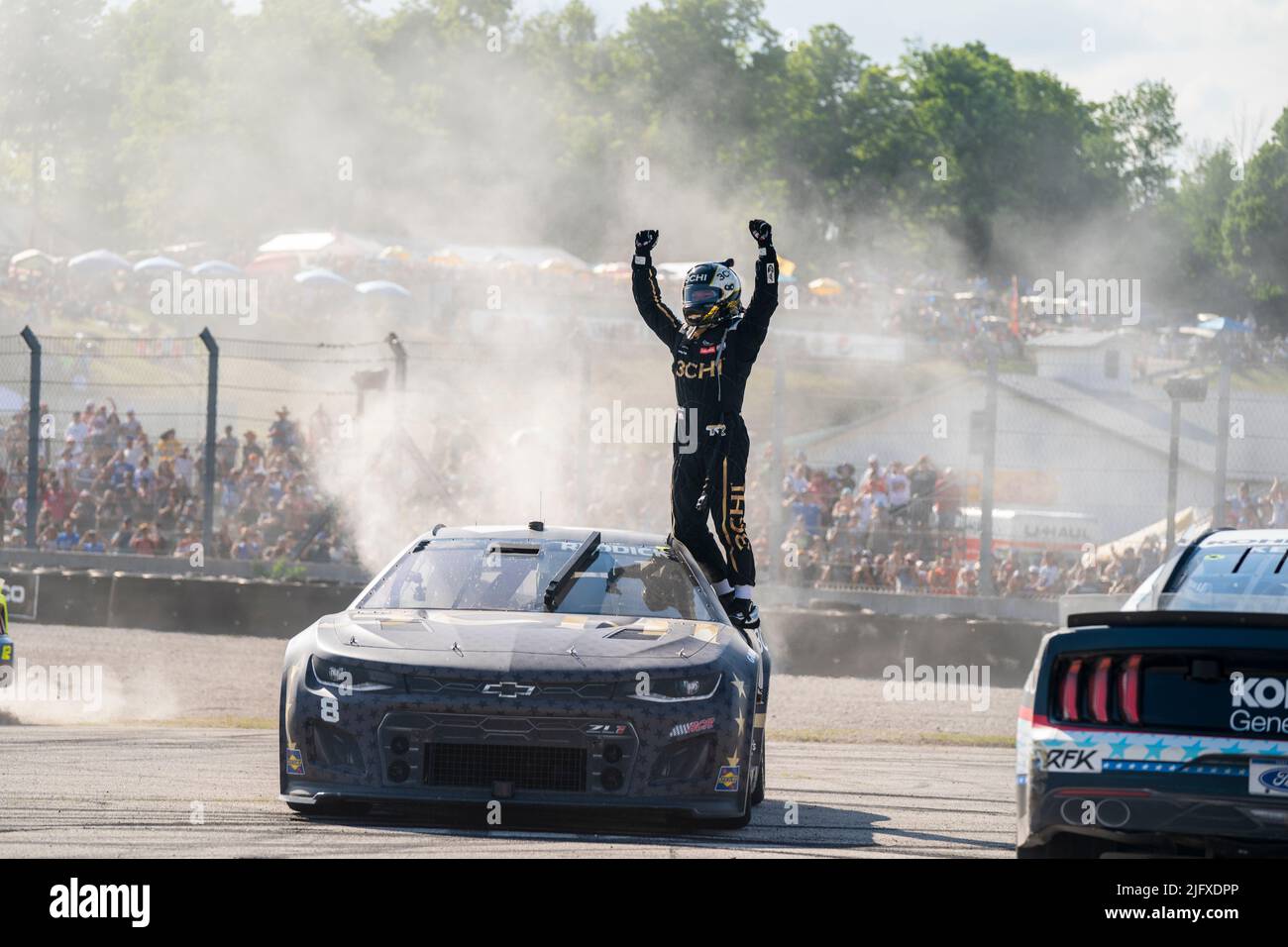Elkhart Lake, WI, USA. 3rd July, 2022. Tyler Reddick wins the NASCAR Cup Series for the Kwik Trip 250 presented by JOCKEY made in America in Elkhart Lake, WI, USA. (Credit Image: © Walter G. Arce Sr./ZUMA Press Wire) Stock Photo