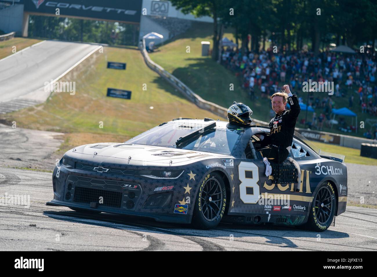 Elkhart Lake, WI, USA. 3rd July, 2022. Tyler Reddick wins the NASCAR Cup Series for the Kwik Trip 250 presented by JOCKEY made in America in Elkhart Lake, WI, USA. (Credit Image: © Walter G. Arce Sr./ZUMA Press Wire) Stock Photo