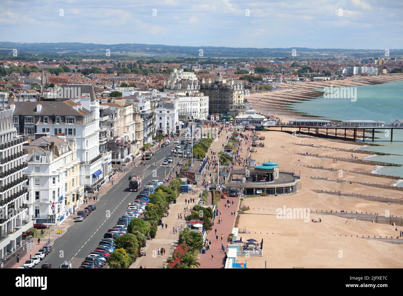 A SUNNY VIEW OF THE SEAFRONT IN THE SUSSEX SEASIDE HOLIDAY RESORT OF