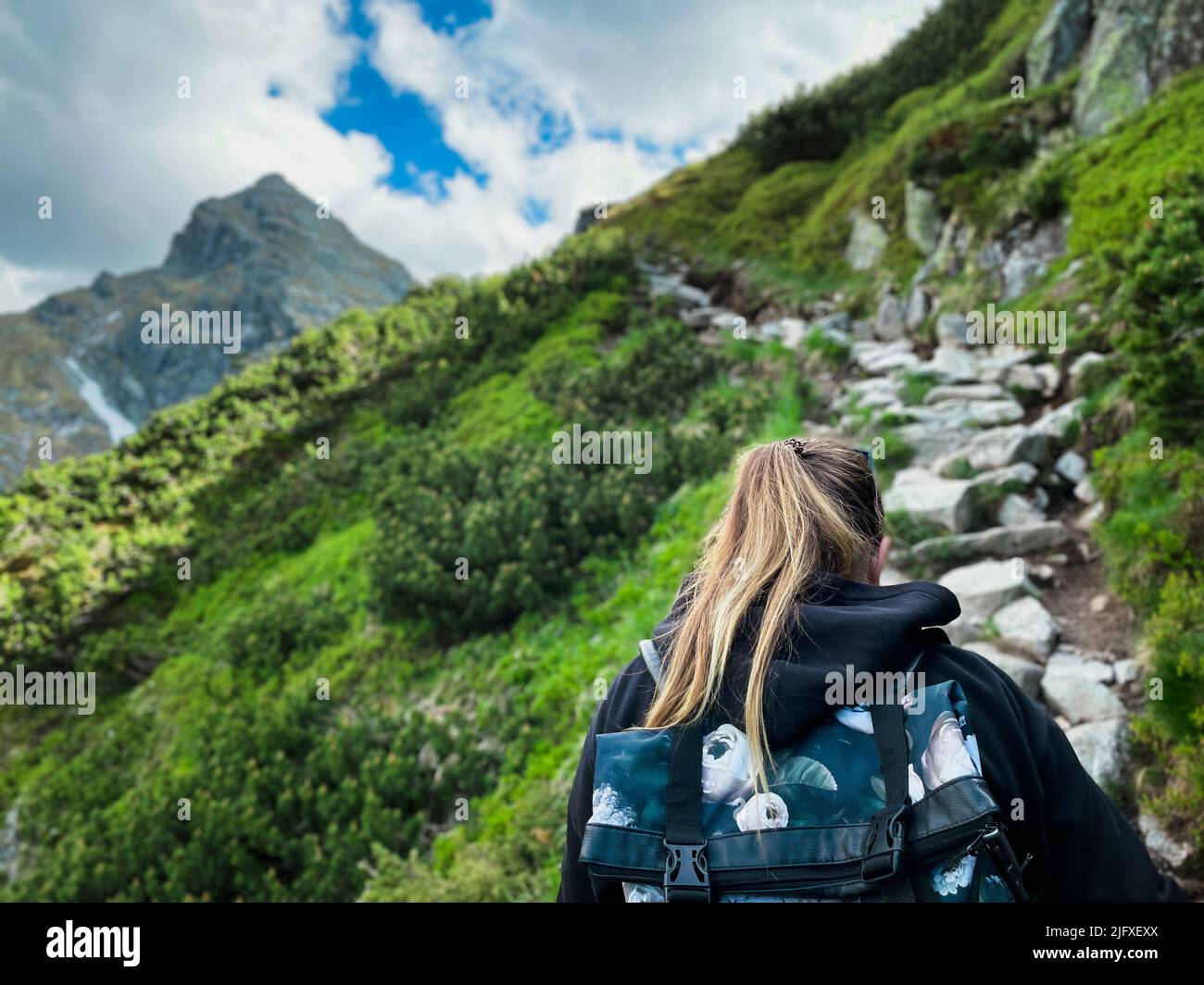 Woman tracking top mountain hi-res stock photography and images - Alamy