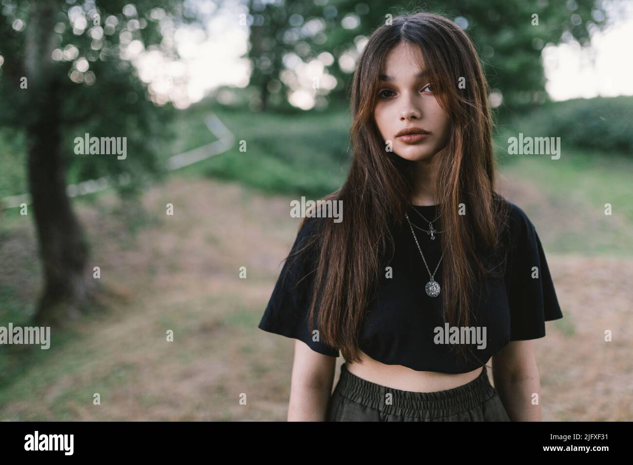 young beautiful girl portrait in the park Stock Photo
