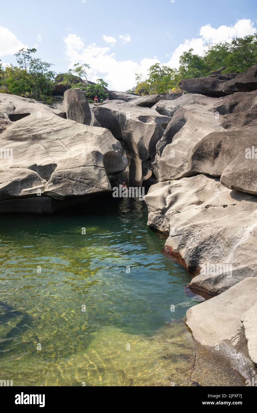 Beautiful view to green pool on rocky cerrado river Stock Photo - Alamy