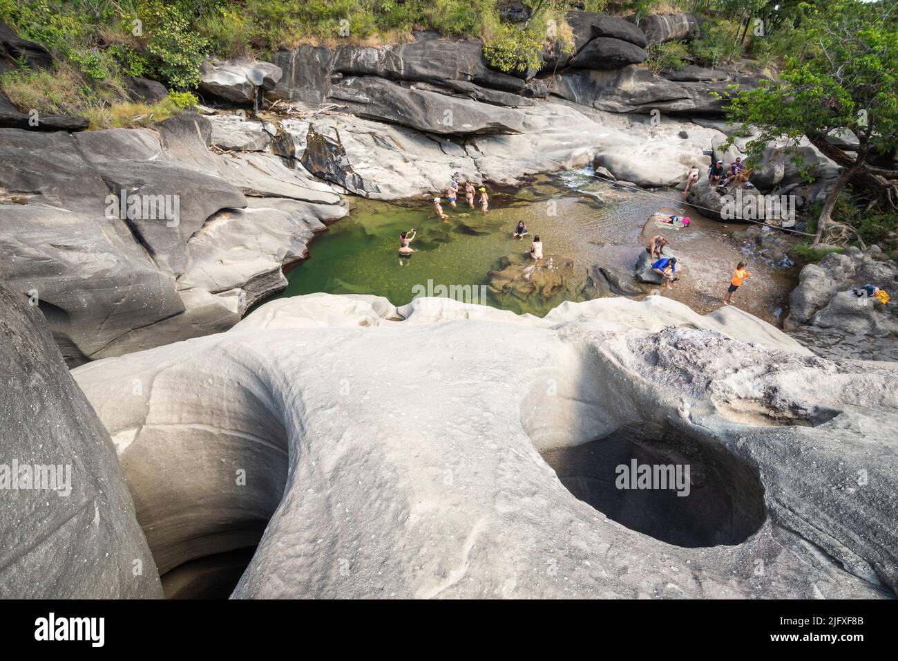 Beautiful view to green pool on rocky cerrado river Stock Photo - Alamy