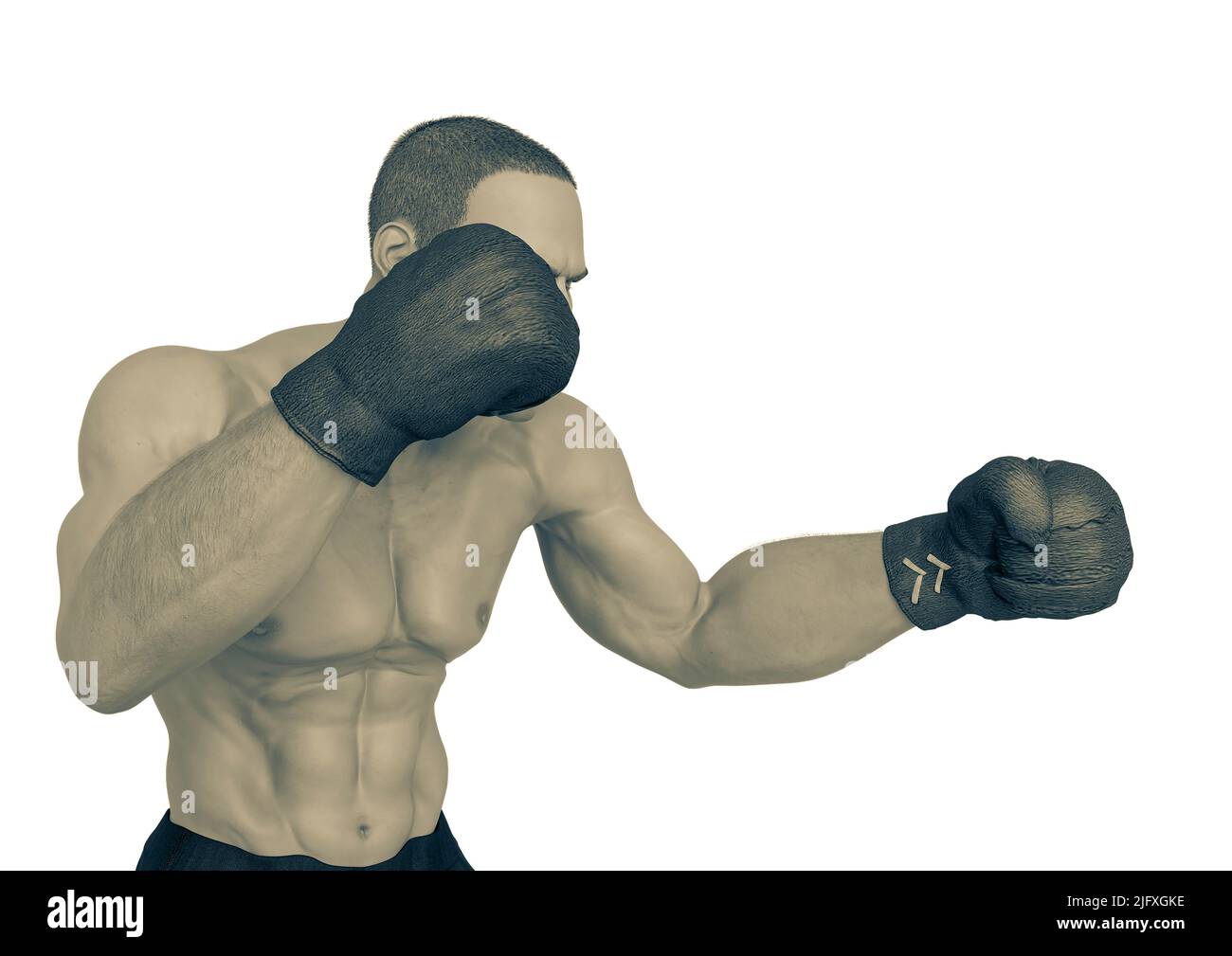 boxer cartoon doing a jab punch in a white background. This guy in