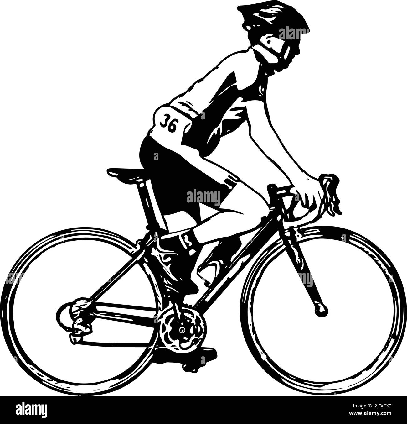 bicyclist sketch illustration - vector Stock Vector