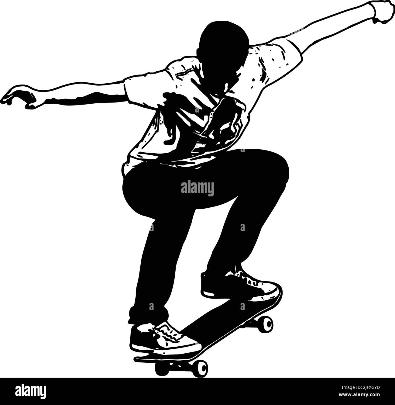 skateboarder sketch illustration - vector Stock Vector