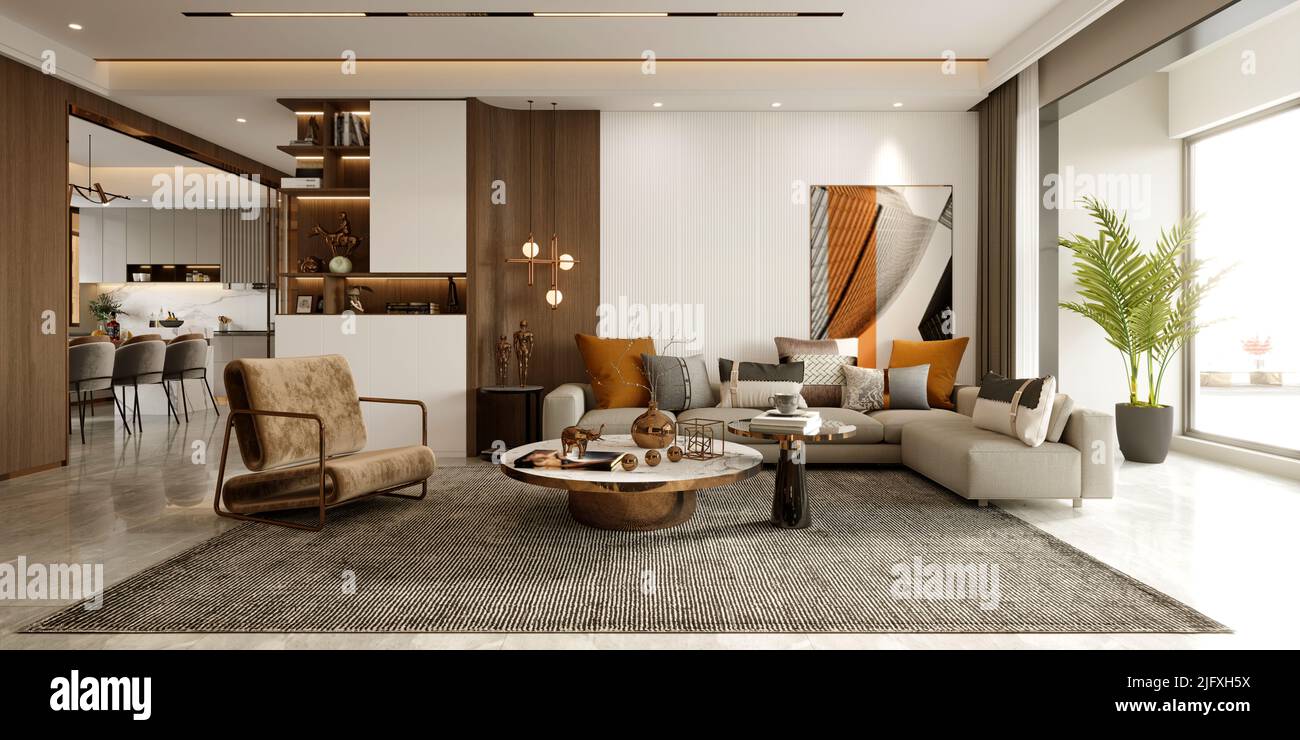 3d render of modern living room Stock Photo