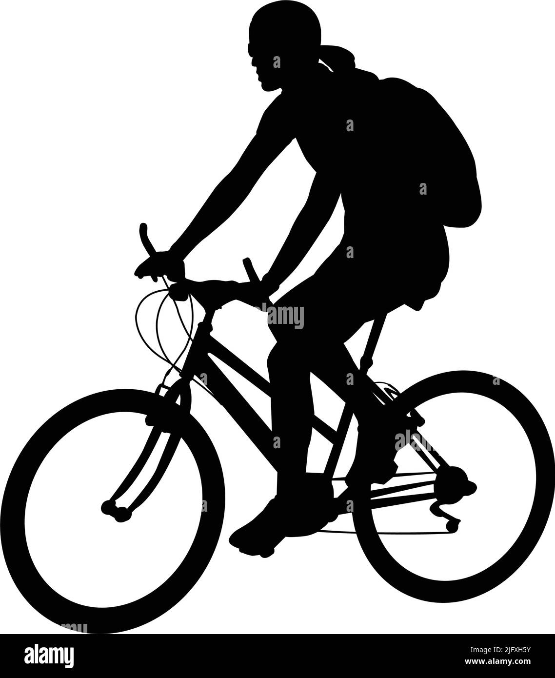 woman riding bicycle silhouette - vector artwork Stock Vector
