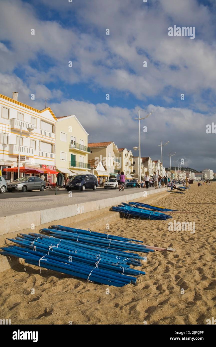 Beach and boardwalk at Nazare, Portugal, Europe Stock Photo Alamy