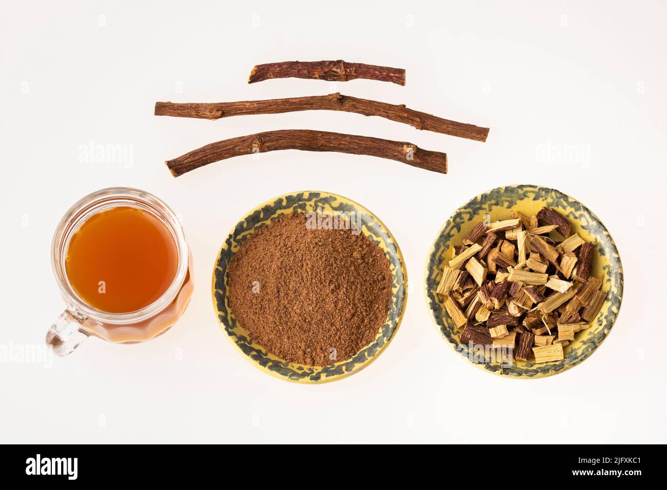 Tea and stems of licorice Glycyrrhiza glabra Stock Photo Alamy