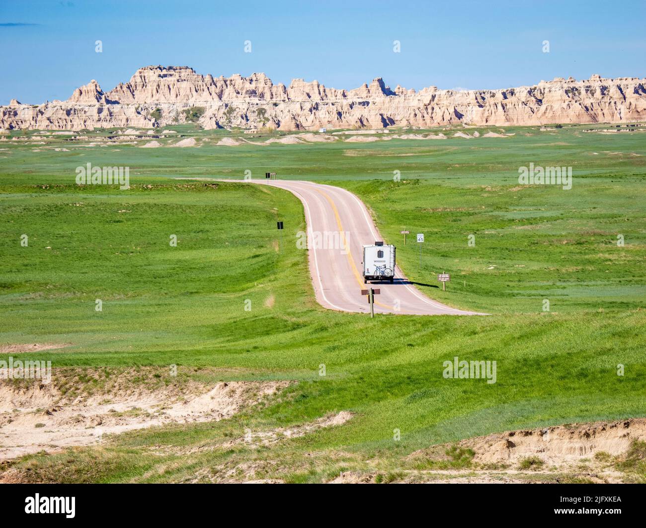 Badlands Loop Road in the Big Badlands Overlook area near the Northeast Entrance in Badlands