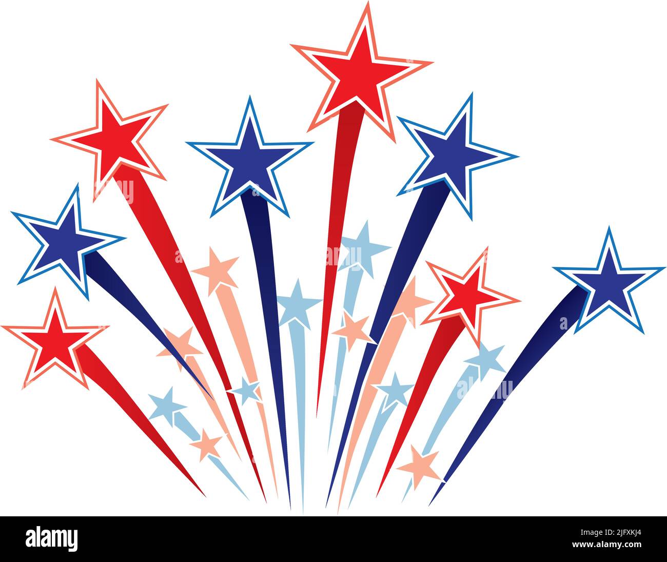shooting stars starburst red white and blue Stock Vector