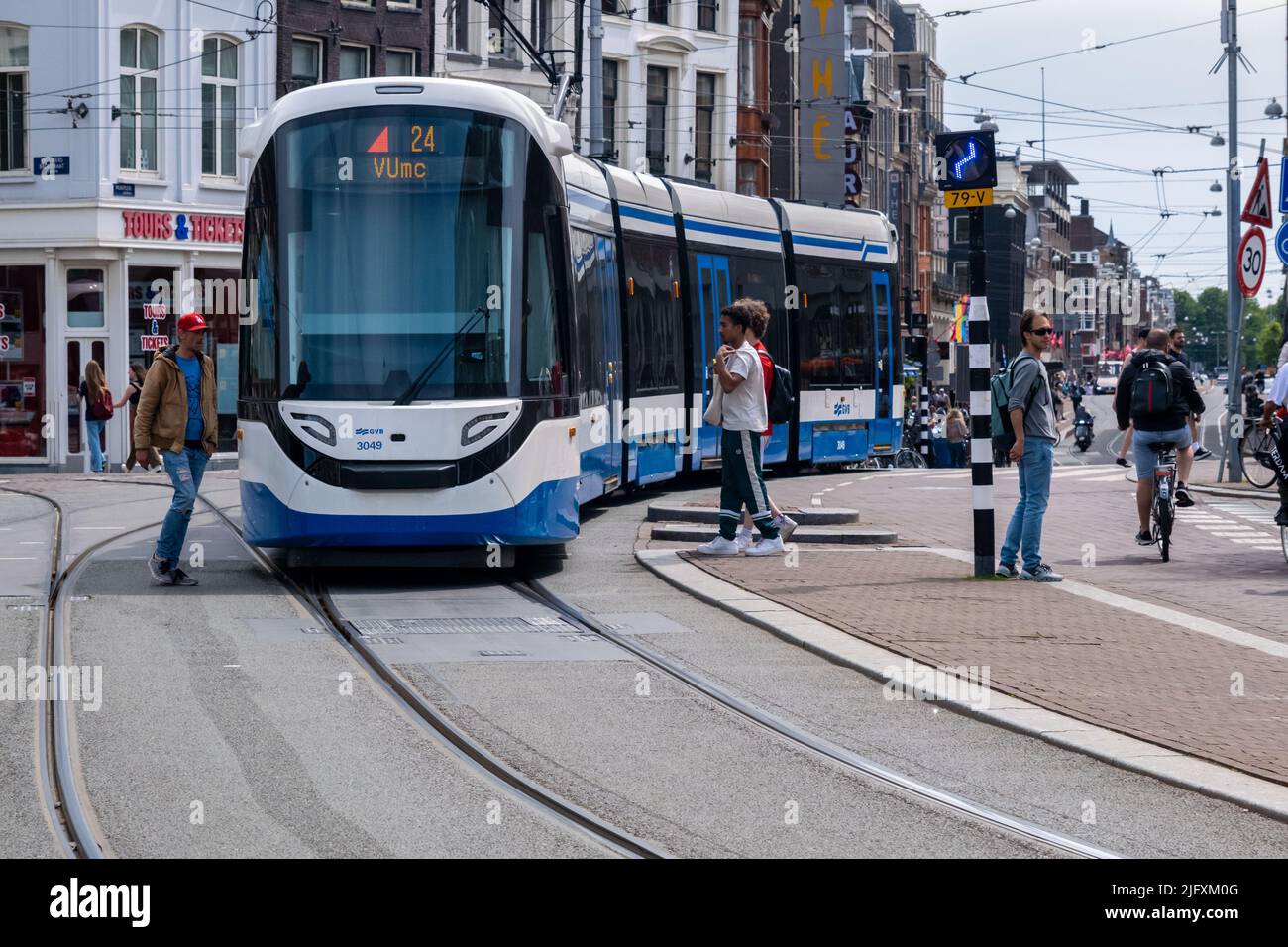 Amsterdam, The Netherlands - 21 June 2022: GVB Tram on Muntplein Stock ...