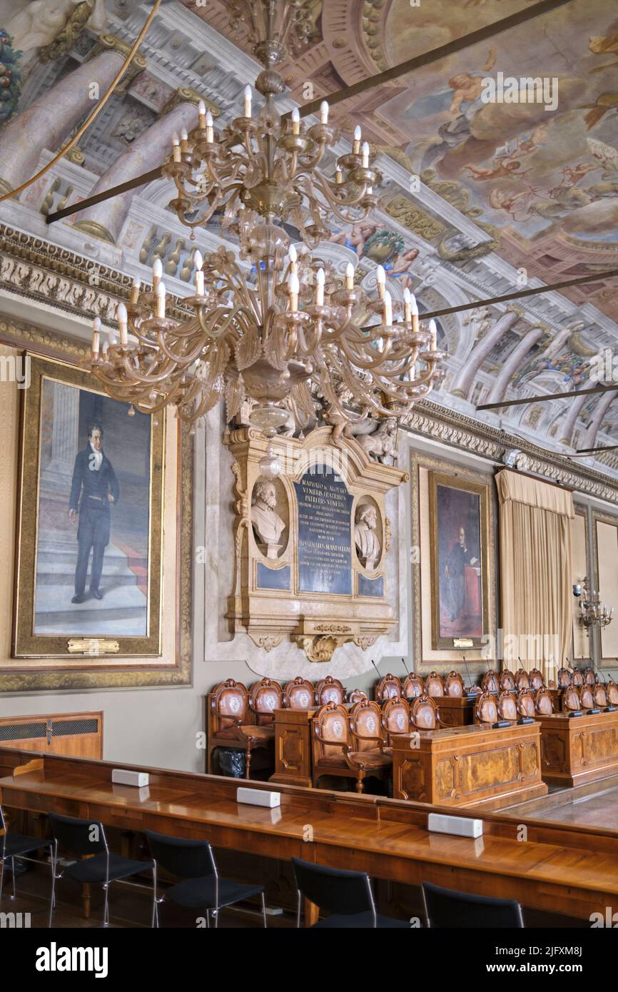 Council Chamber Palazzo Communale Bologna Italy Stock Photo