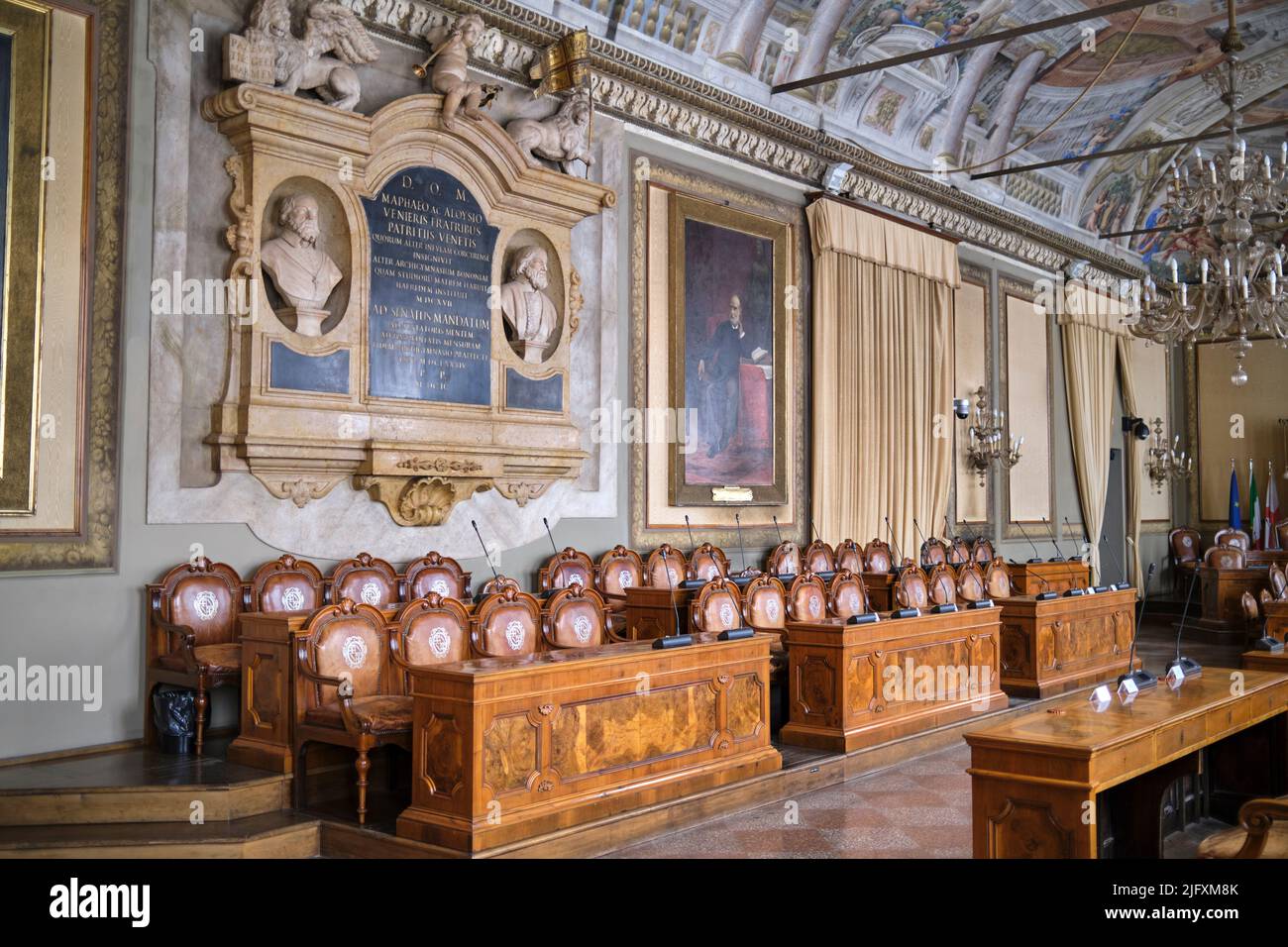 Council Chamber Palazzo Communale Bologna Italy Stock Photo