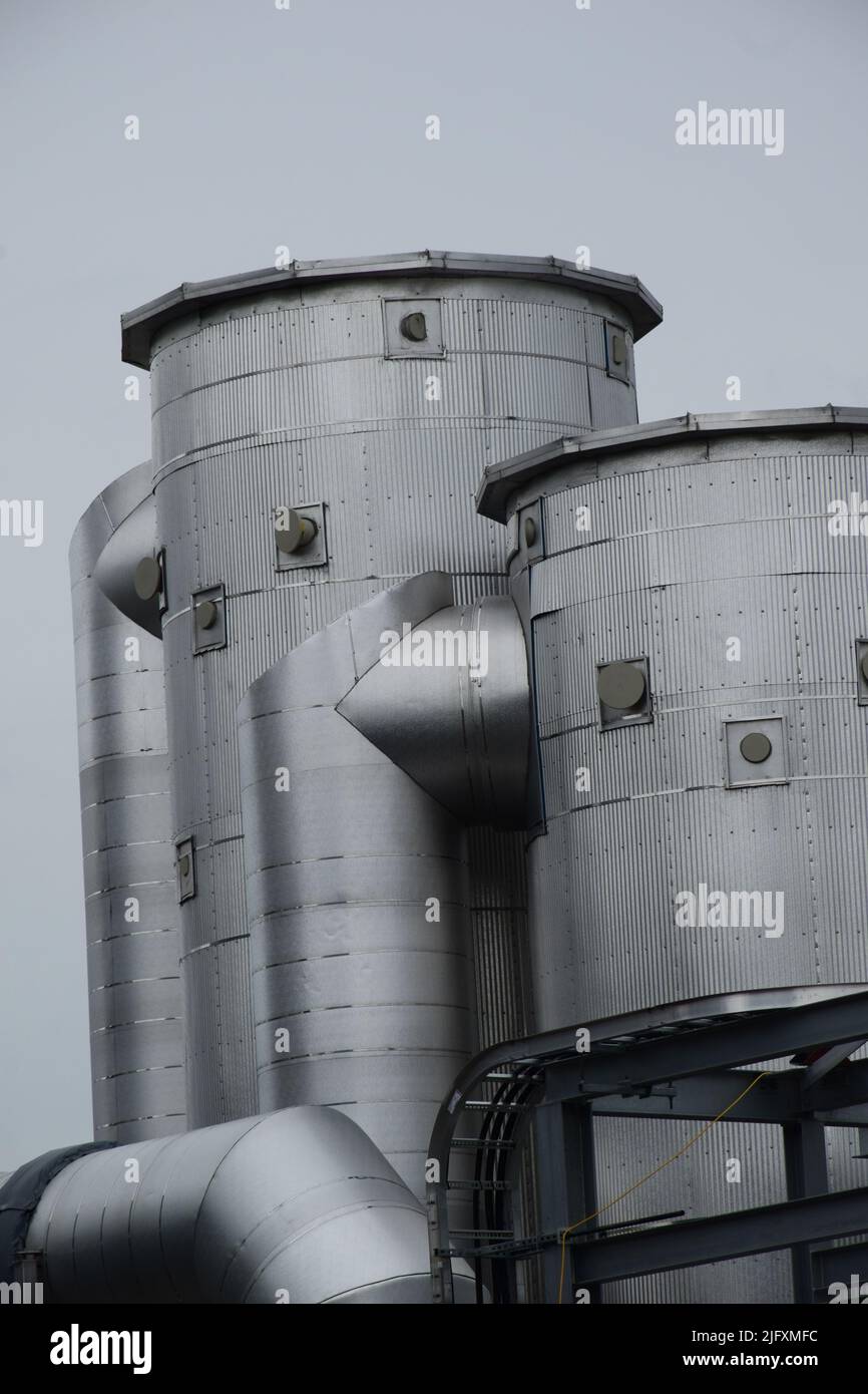 Industrial steel storage tanks Stock Photo