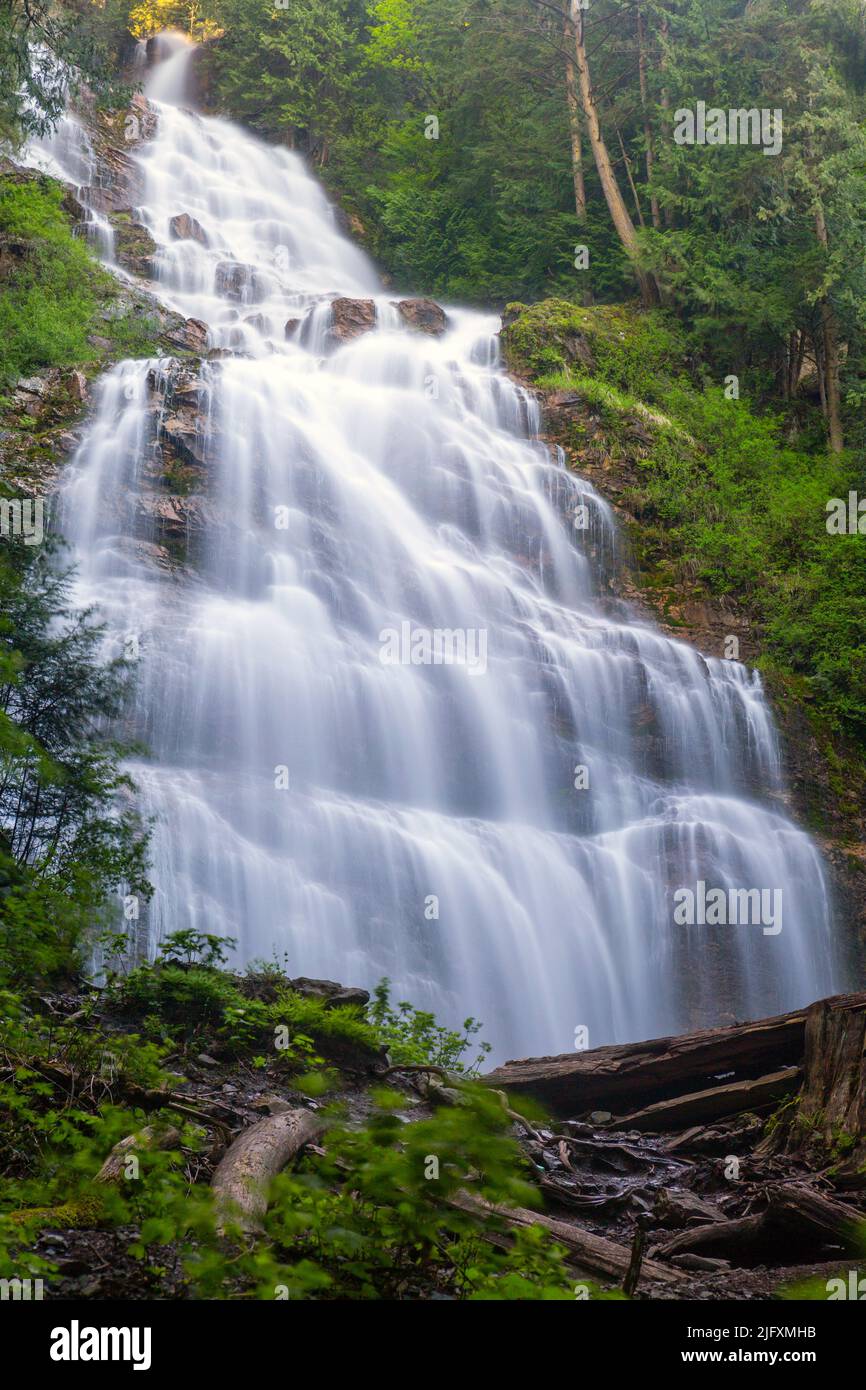 Bridal Veil Falls Provincial Park is located on the Trans-Canada Highway just east of Rosedale, British Columbia, Canada, part of the City of Chilliwa Stock Photo