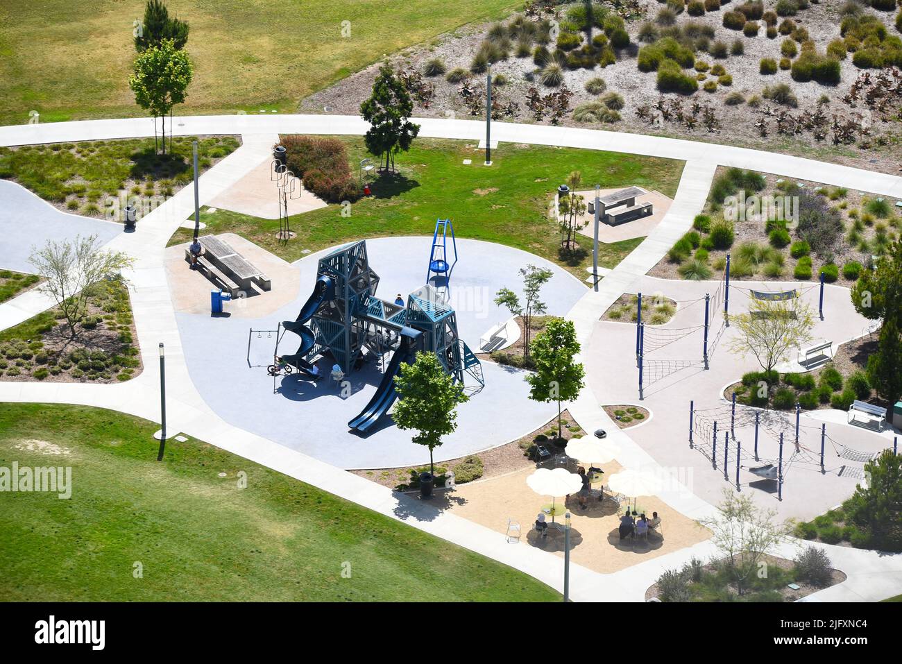 IRVINE, CALIFORNIA 2 JUN 2022 Aerial View of a playground in the
