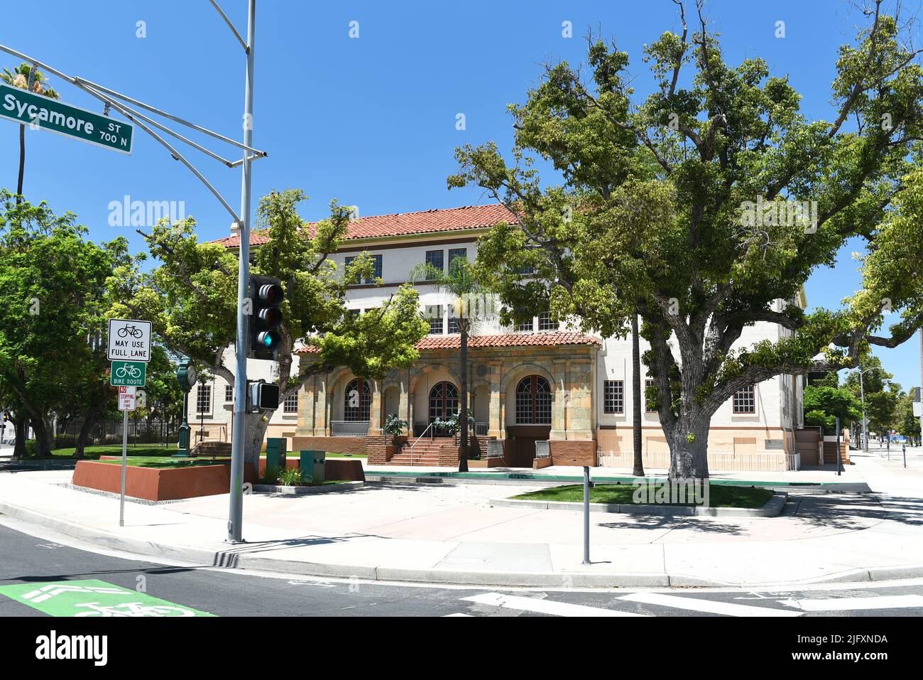 SANTA ANA, CALIFORNIA - 4 JUL 2022: The Old YMCA building in downtown, undergoing renovations to become a boutique hotel. Stock Photo