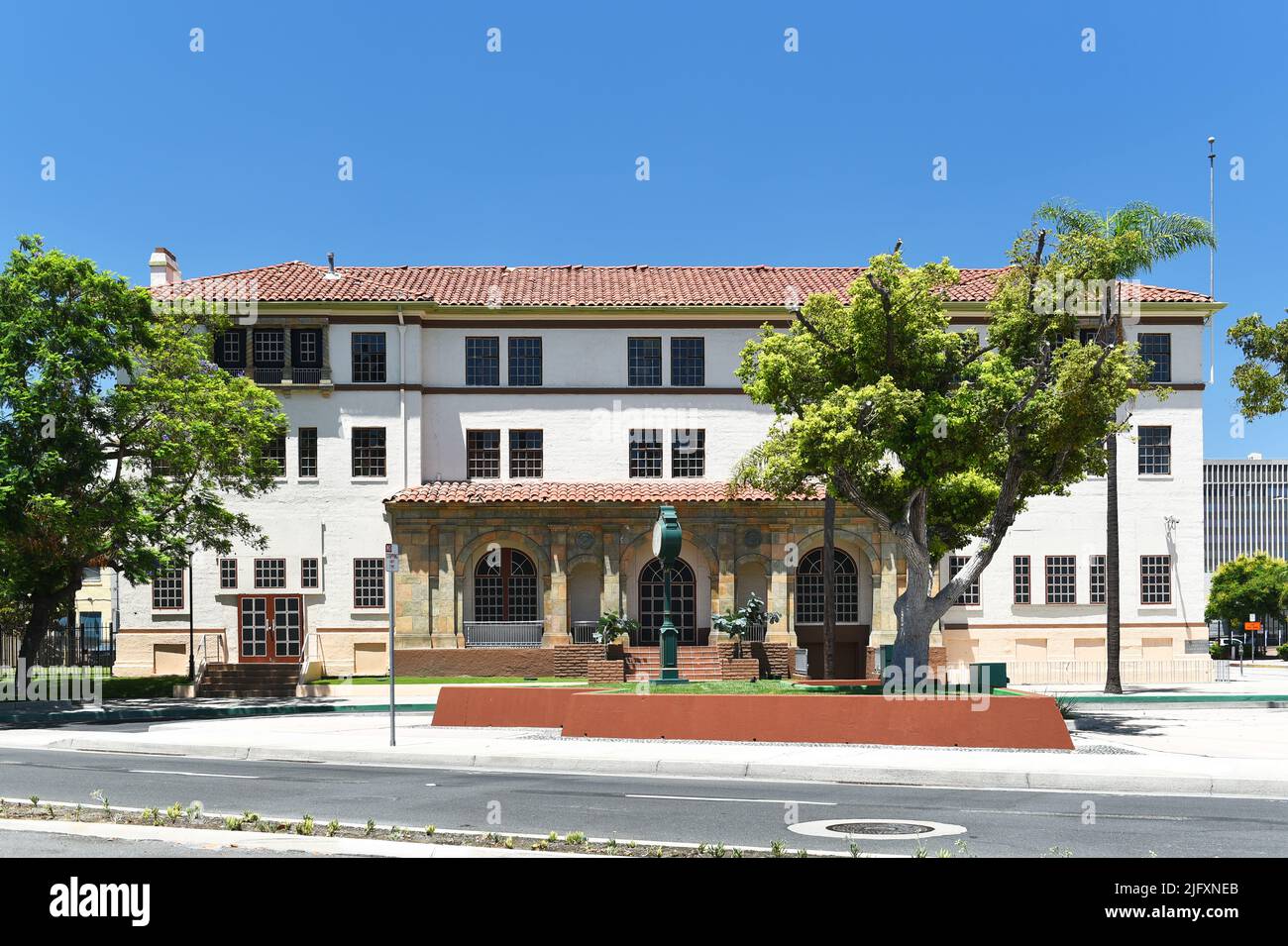 SANTA ANA, CALIFORNIA - 4 JUL 2022: The Old YMCA building in downtown, undergoing renovations to become a boutique hotel. Stock Photo