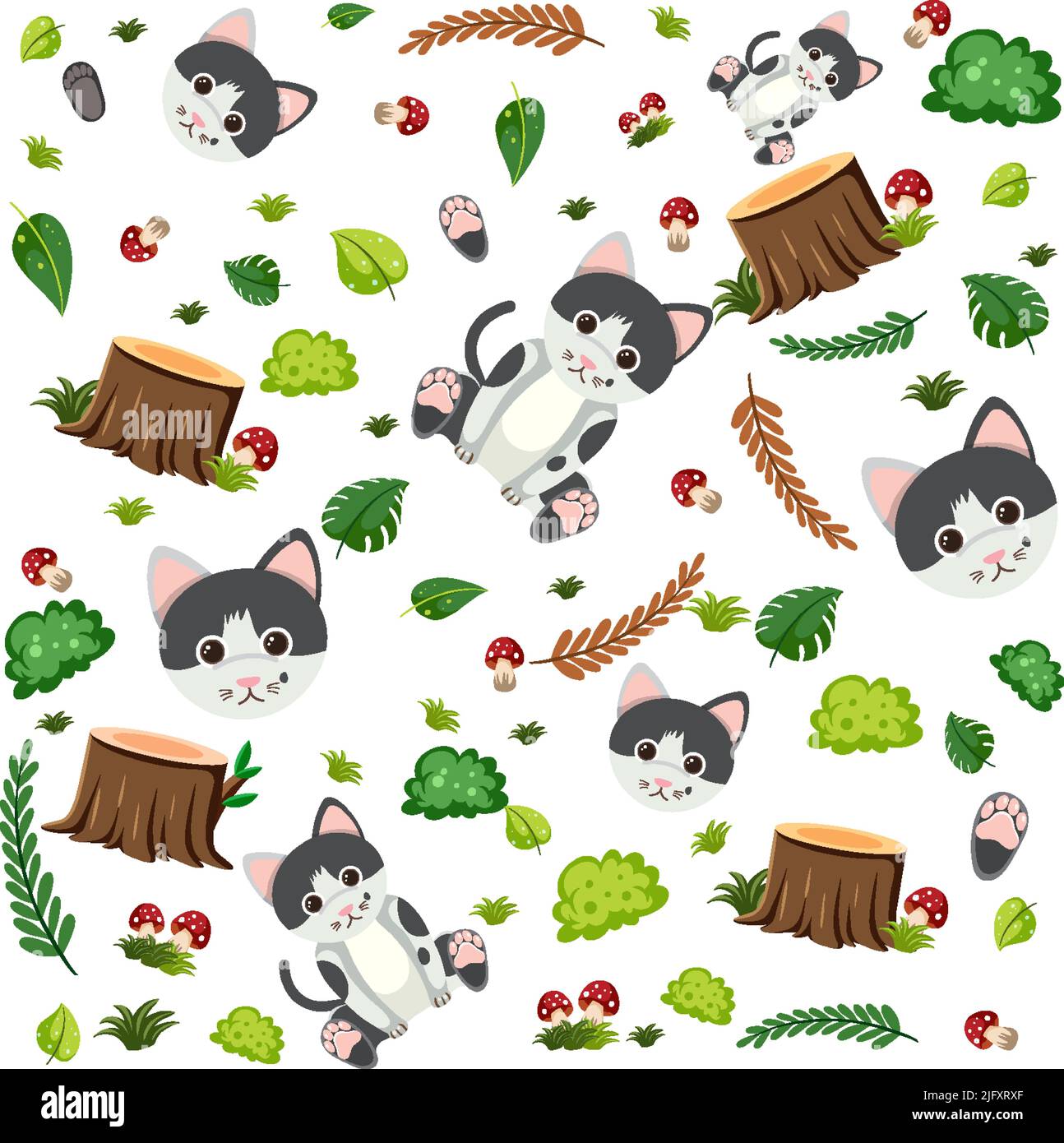 Cute cat seamless pattern illustration Stock Vector Image & Art - Alamy