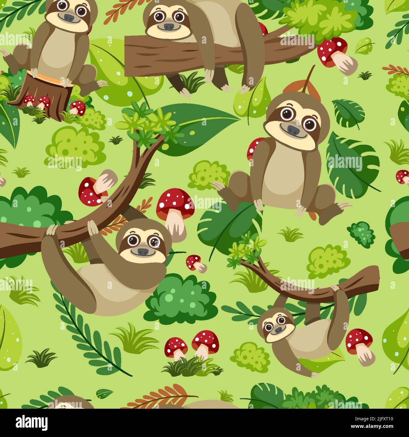 Cute sloth seamless pattern illustration Stock Vector Image & Art - Alamy