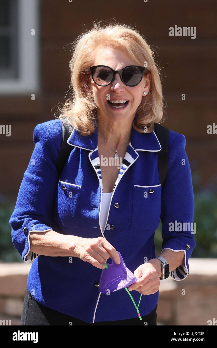 Non-executive chairwoman of Paramount Global and president of National Amusements Shari Redstone arrives to attend the annual Allen and Co. Sun Valley Media Conference in Sun Valley, Idaho, U.S., July 5, 2022. REUTERS/Brendan McDermid Stock Photo