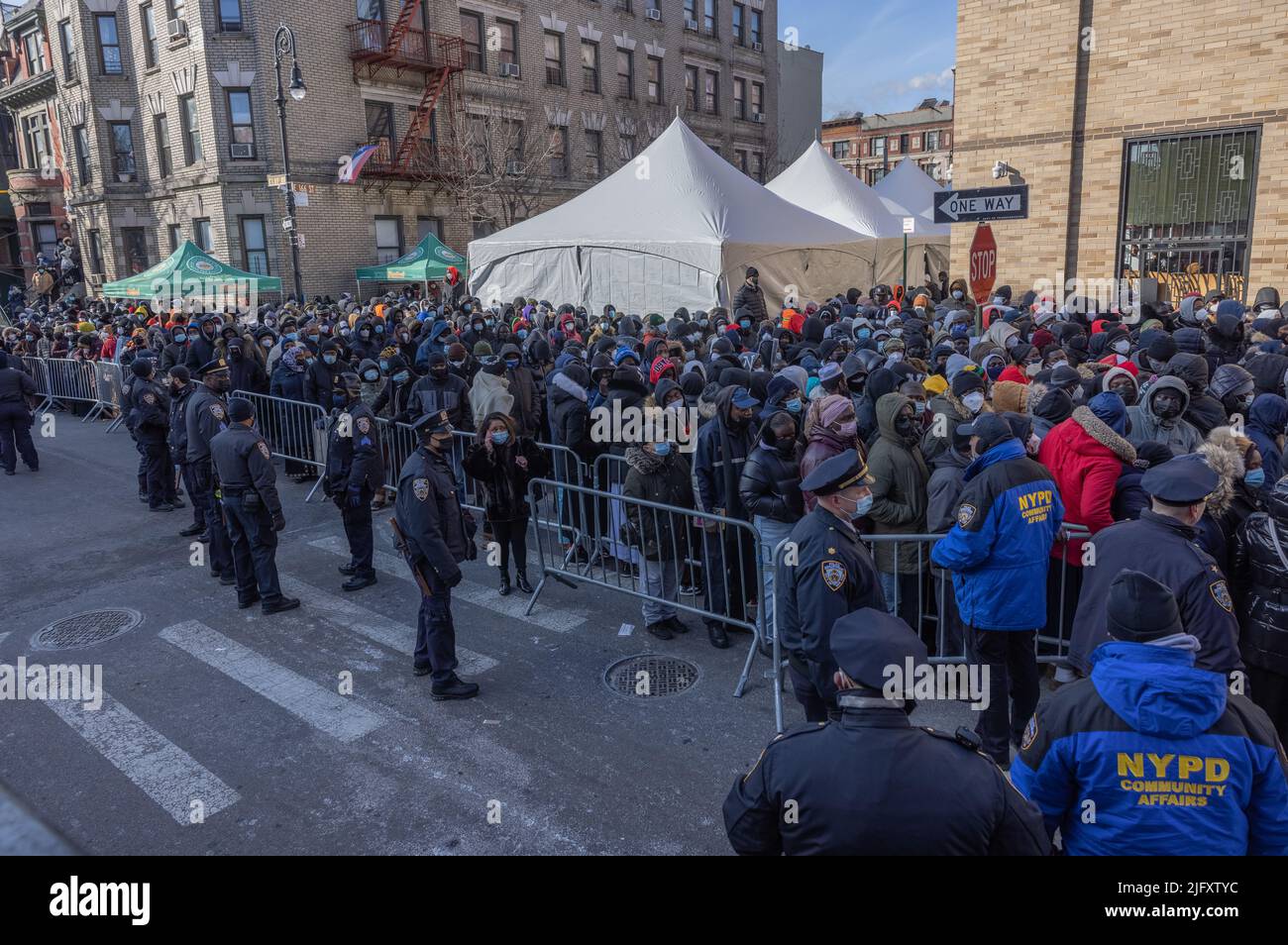 THE BRONX, N.Y. January 16, 2022 Mourners gather outside the Islamic