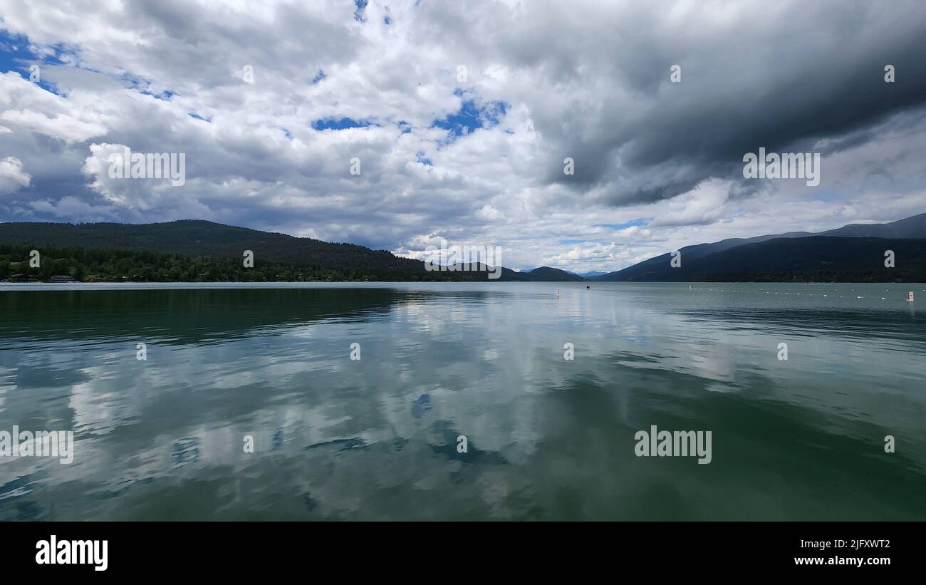 Whitefish Lake in Flathead County, Montana under dramatic summer