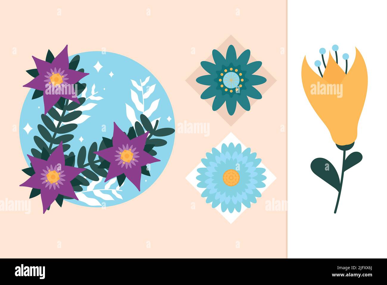 colorful flowers icon set Stock Vector Image & Art - Alamy