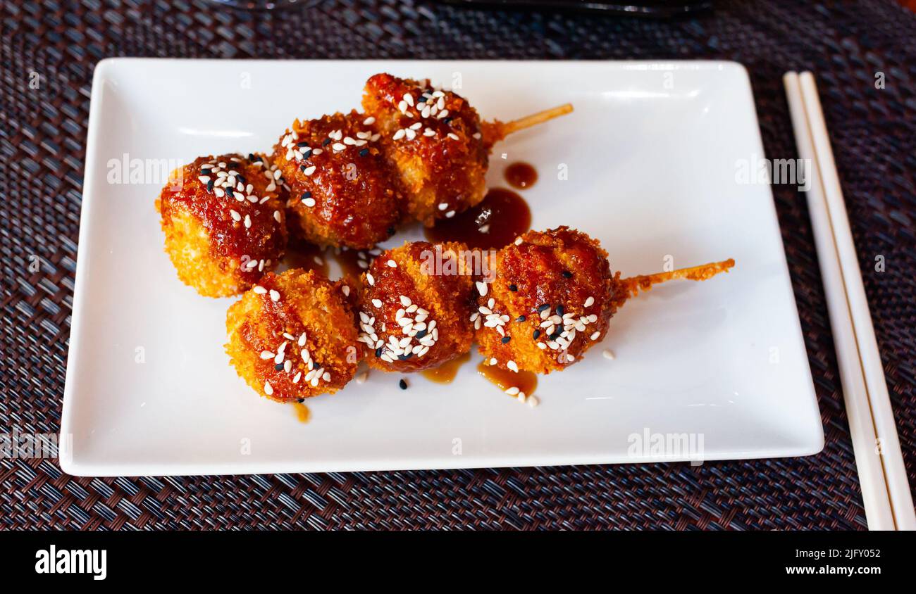 Japanese chicken balls Stock Photo Alamy