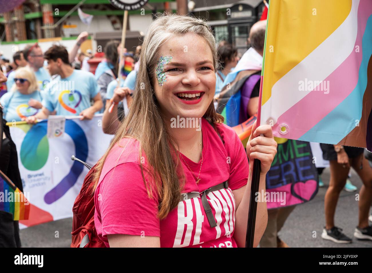 Piccadilly, London, UK. 2nd July 2022. London Pride March 2022. Celebrating 50 Years of Pride in the UK and following the same central London route taken in 1972. Credit: Stephen Bell/Alamy Stock Photo