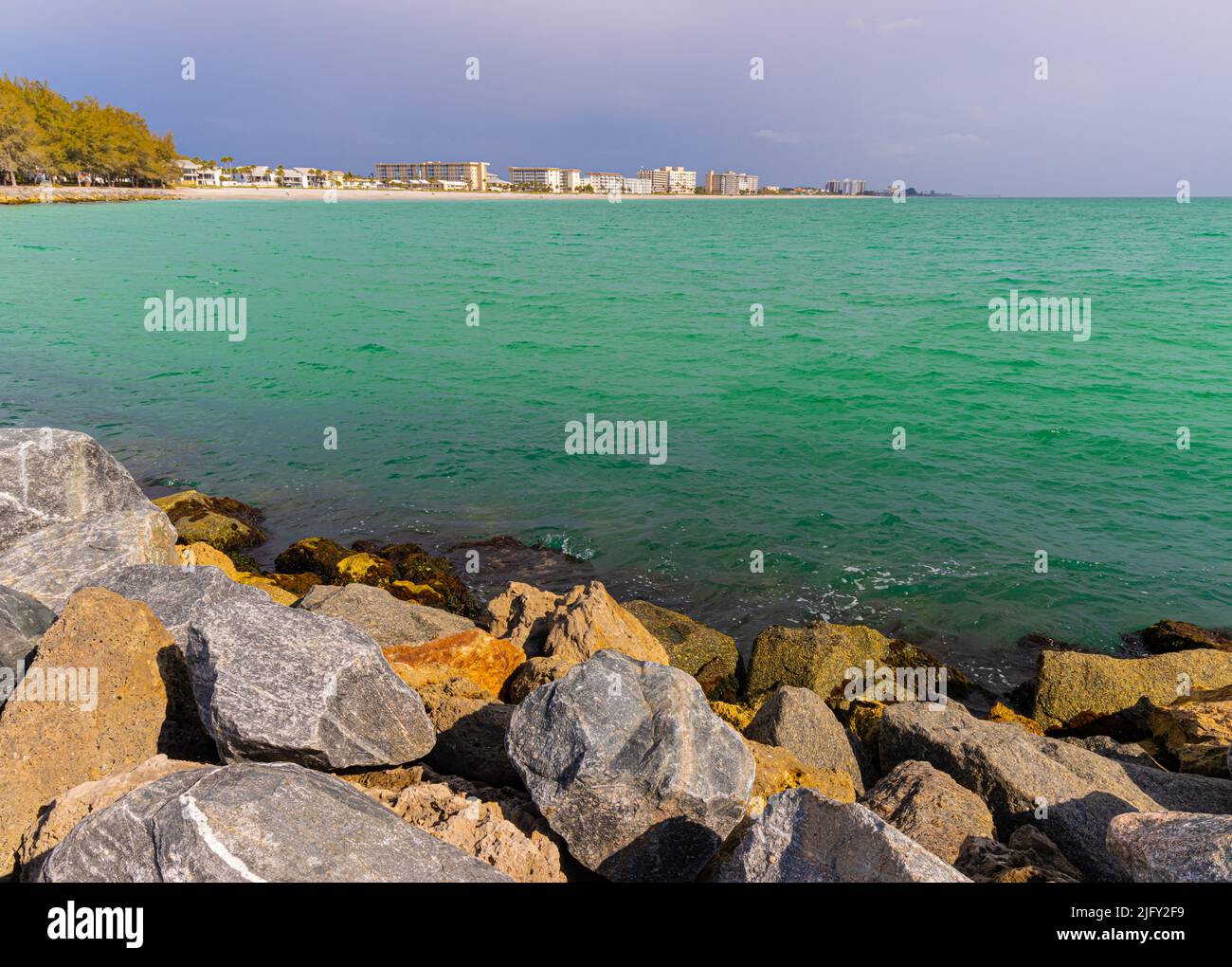 View of Venice Beach From The South Jetty, Venice, Florida, USA Stock