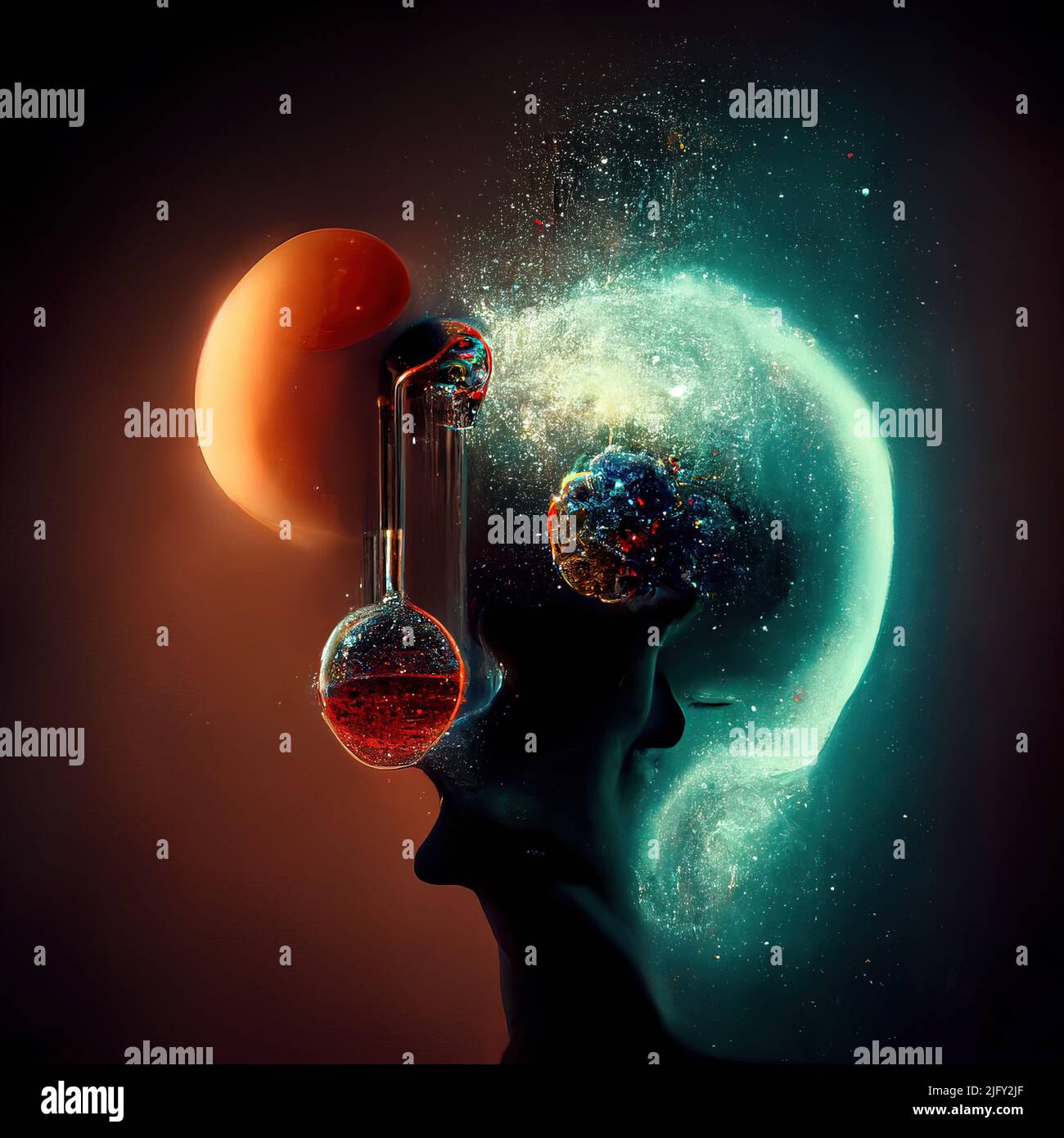 Scientific exploration, conceptual illustration Stock Photo Alamy